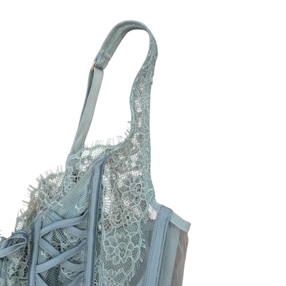 NWT Victoria's Secret Dream Angels Unlined Lace Up Corset Top in Sage Dust Small - Picture 8 of 12